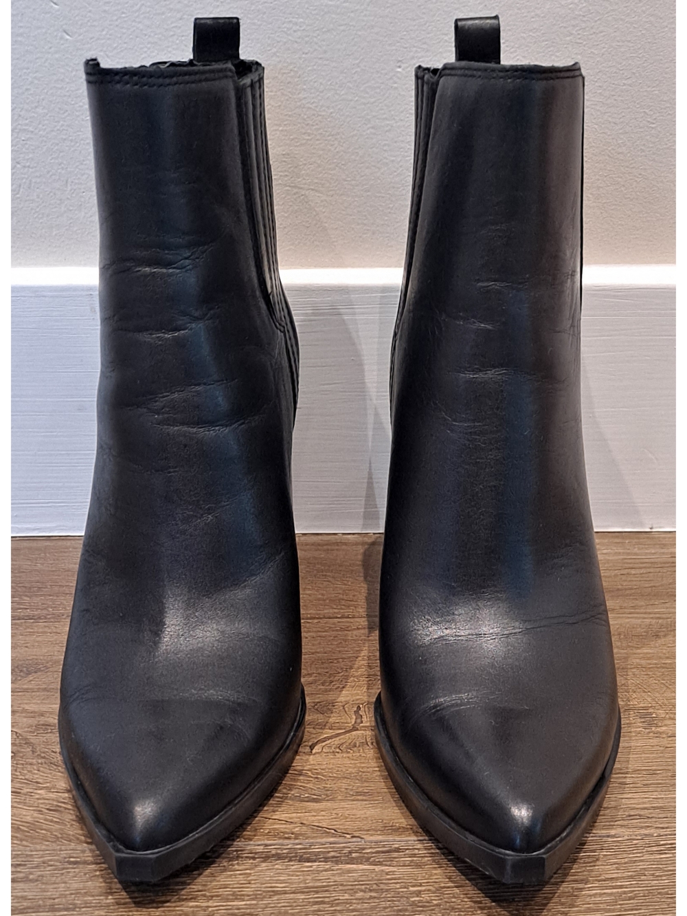 Marc Fisher Black Leather Block-Heel Ankle Booties - Picture 3 of 10